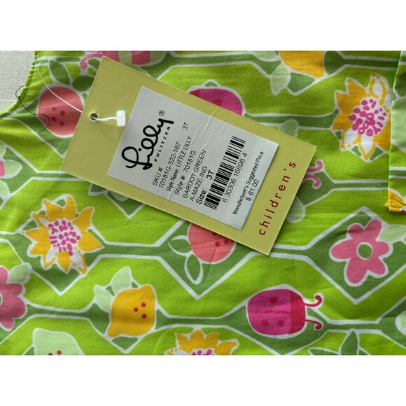 Y2K Vintage Lilly Pulitzer Little Lilly Bardot Green A-Maze-Ing Dress 3T NWT - Picture 3 of 6